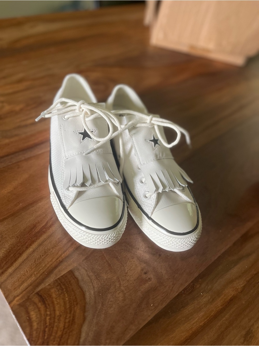NEW!! Converse White Canvas Fringe Sneakers golf-culture tassel